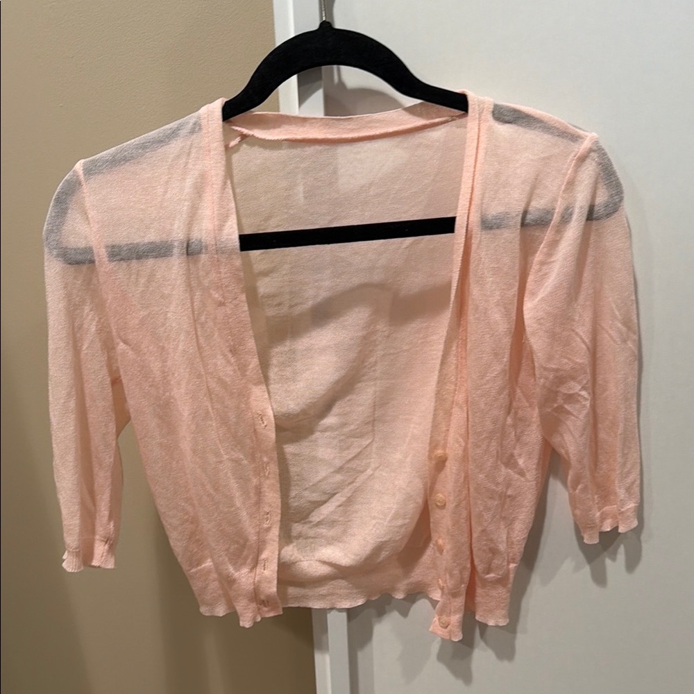 Light Pink Quarter Length Sleeve Cardigan Size S